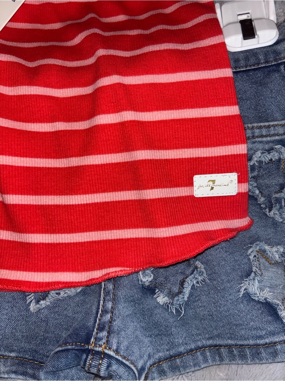 Girls size 6 -7 for all mankind Jean shorts and tank NWT - Picture 6 of 6